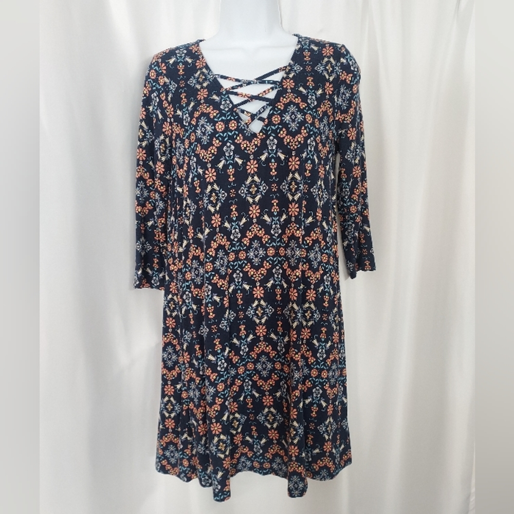 Everly Blue Print  Casual Dress. Size S